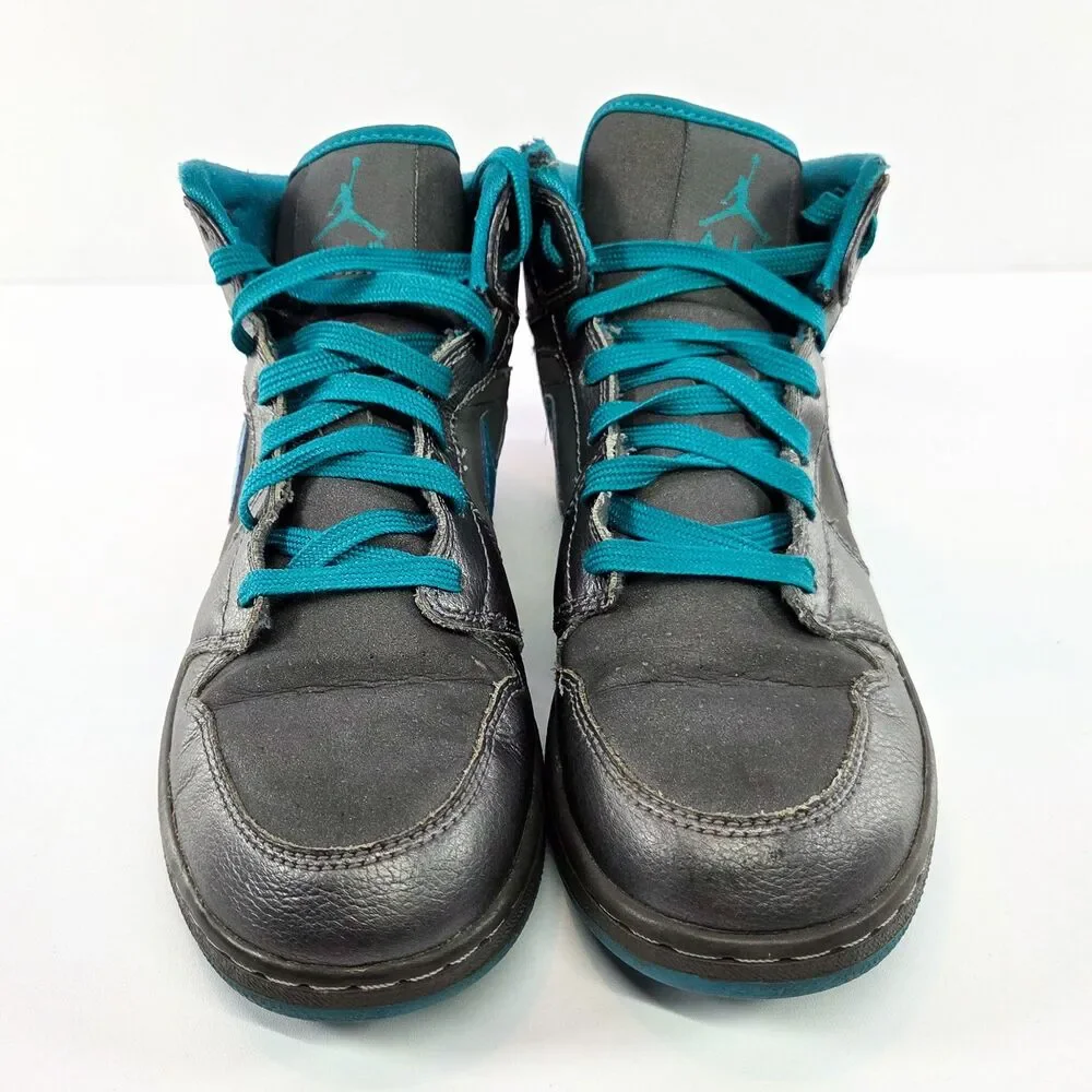 Nike Air Jordan 1 Mid GG Metallic Dark Grey Tropical Teal 5.5Y / 7W 555112-027
